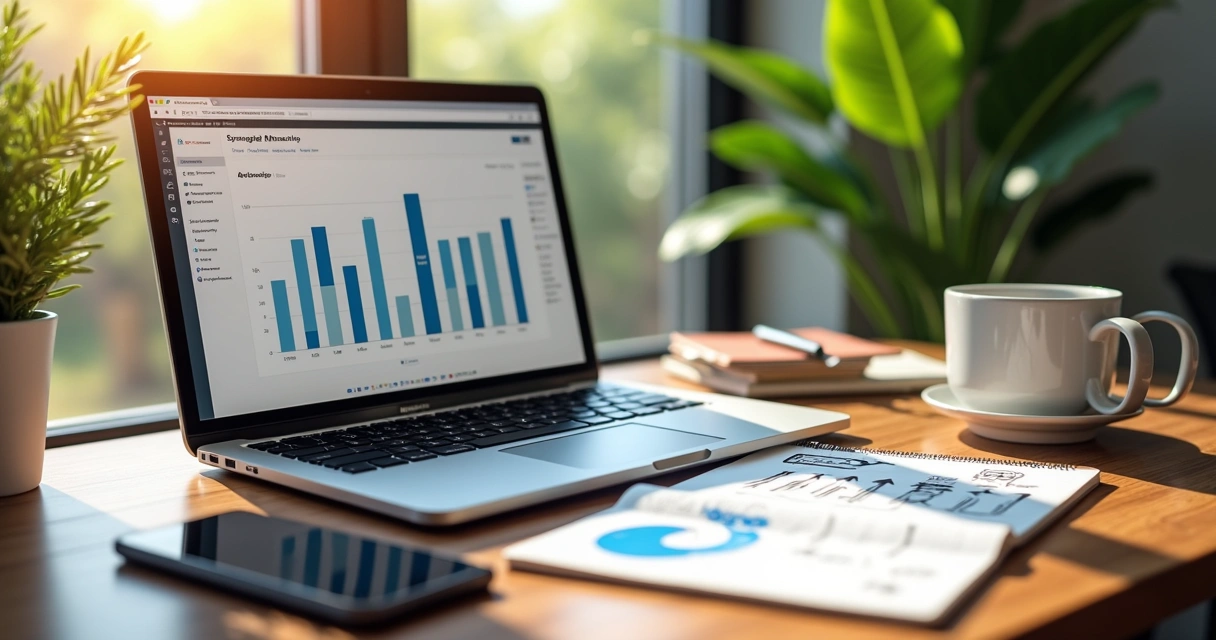 Estratégia de marketing digital com gráficos 
