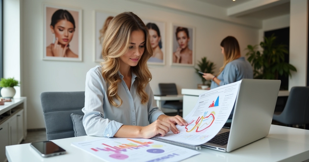 Profissional de marketing digital elaborando estratégia para salão de beleza 