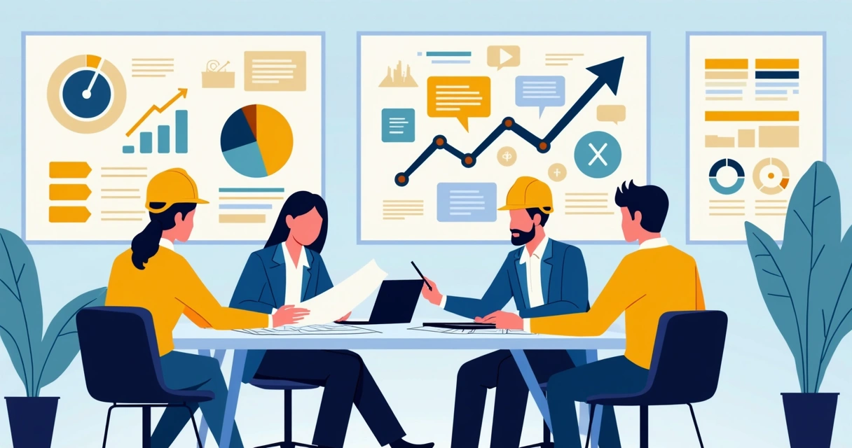 Equipe reunida desenvolvendo estratégia digital para indústria 