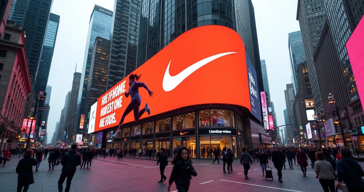 Campanha de marketing da Nike exposta em outdoor urbano 