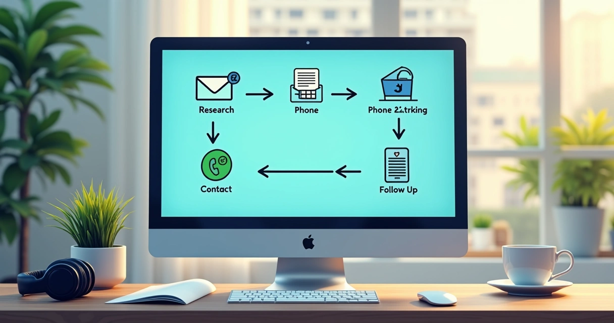 Diagrama de estratégia multicanal para vendas B2B em tela de computador 