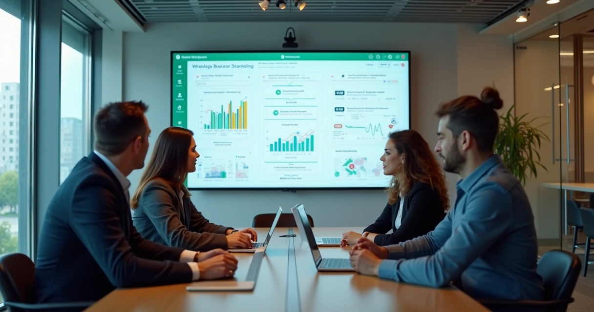 Equipe analisando estratégia de nutrição de leads no WhatsApp 