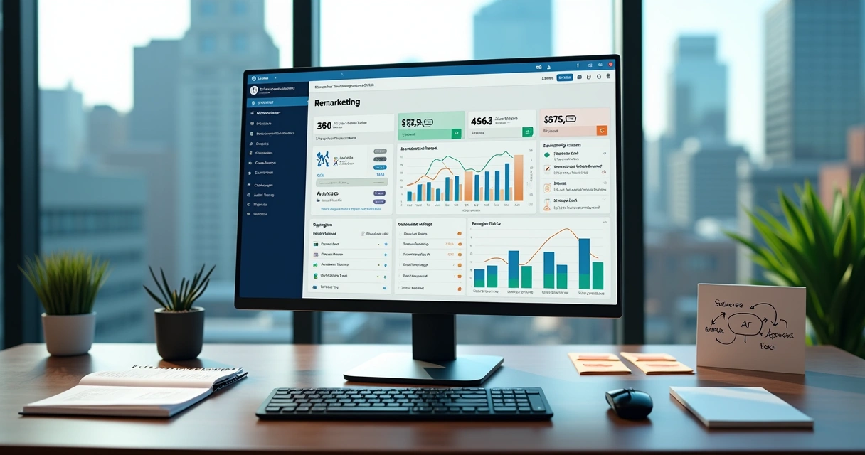 Painel de remarketing com anúncios personalizados reconquistando clientes online 