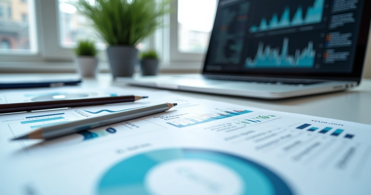 Planejamento técnico de SEO com computador e arquivos 