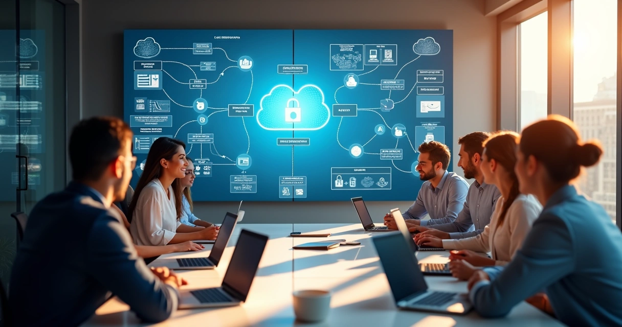 Equipe de TI planejando estratégia de transformação digital