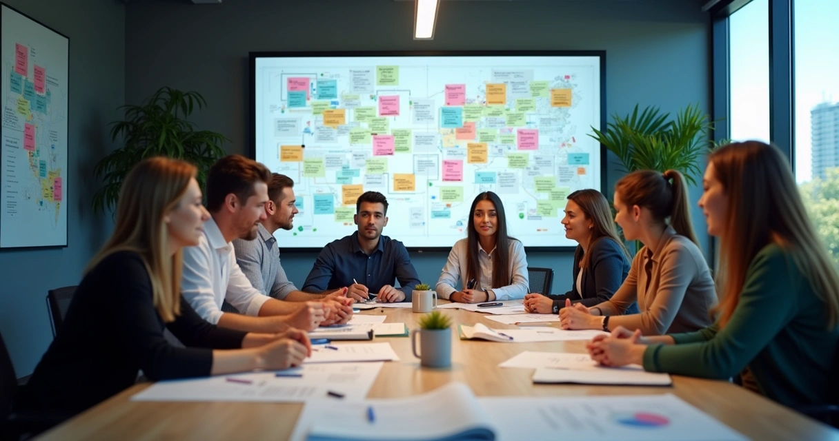 Equipe de vendas traçando estratégias B2B 