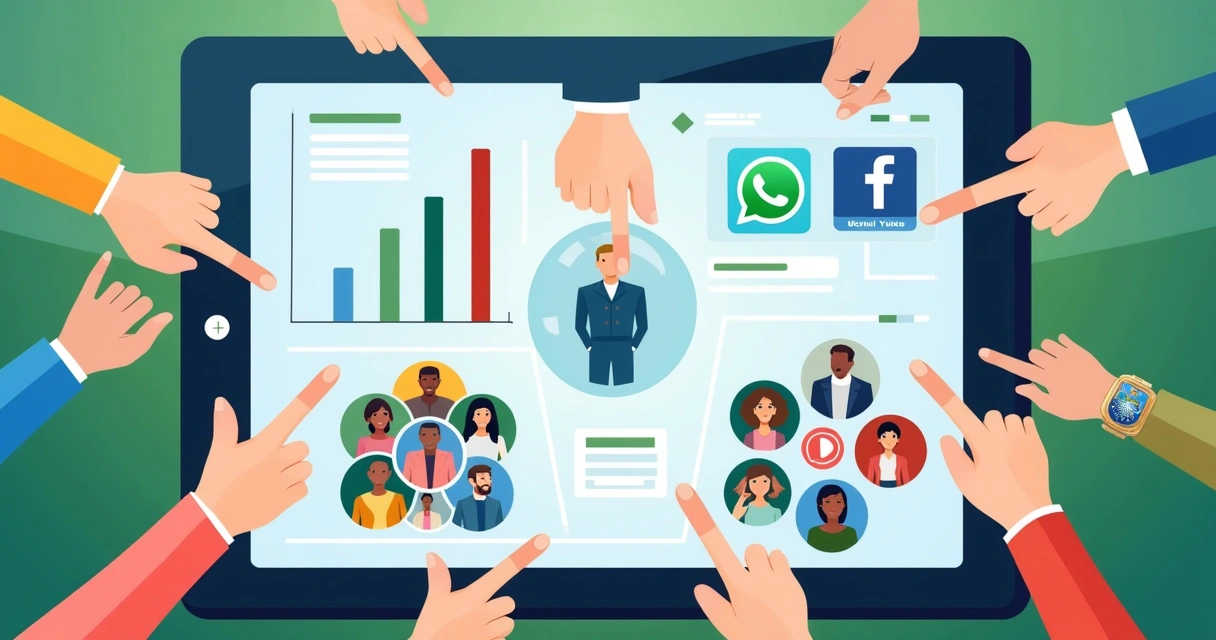 Diferentes estratégias digitais de campanha representadas graficamente
