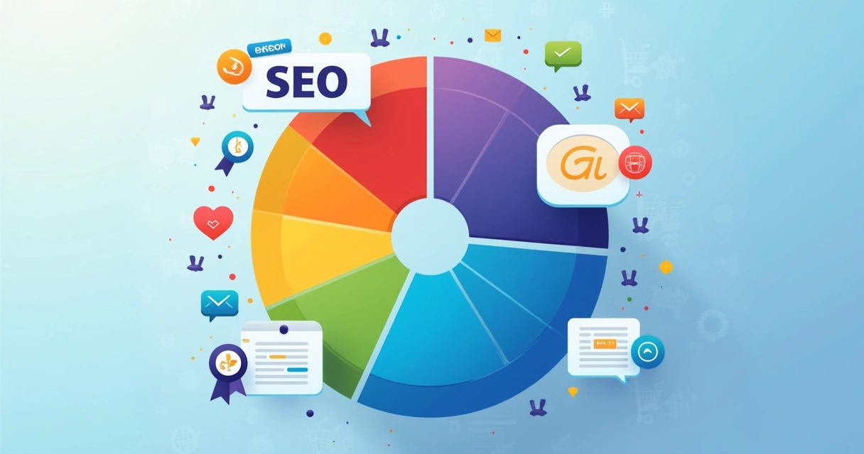 Gráfico colorido mostrando diferentes estratégias digitais para uma loja online 