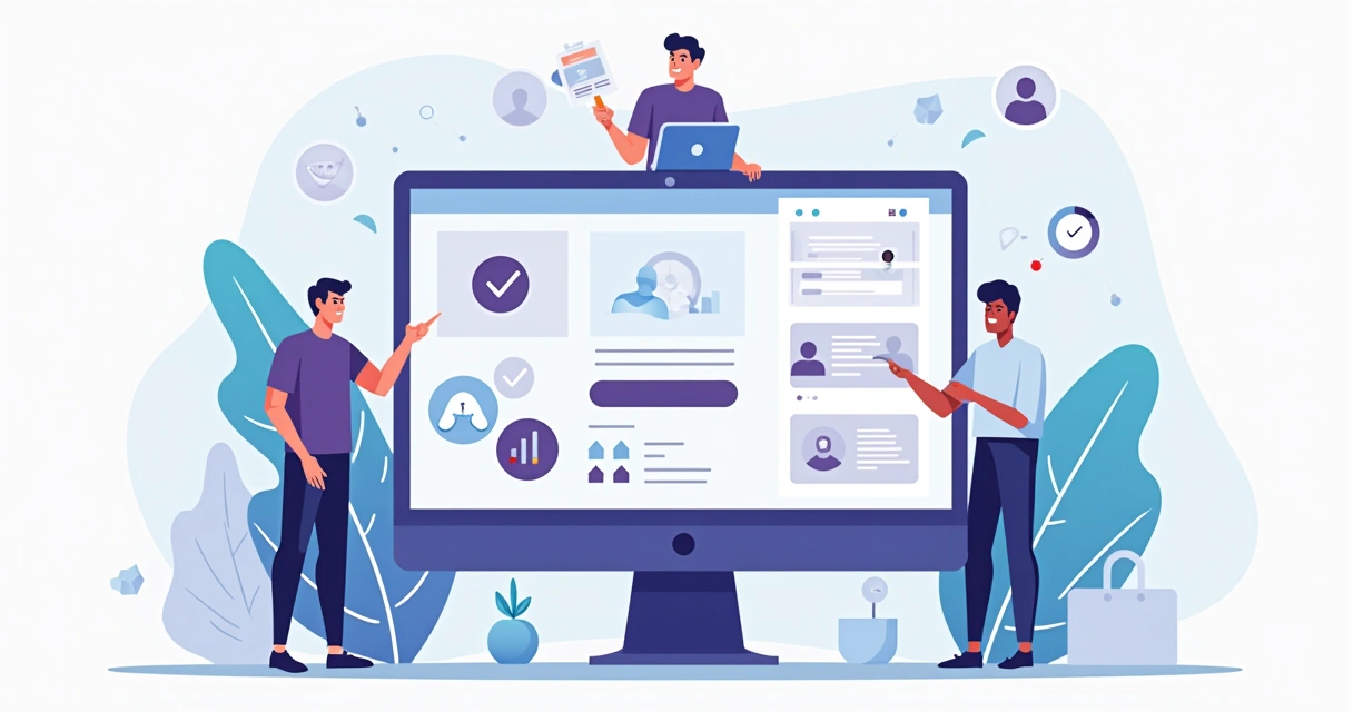 Ilustração de site gerando leads qualificados com gráficos de crescimento 