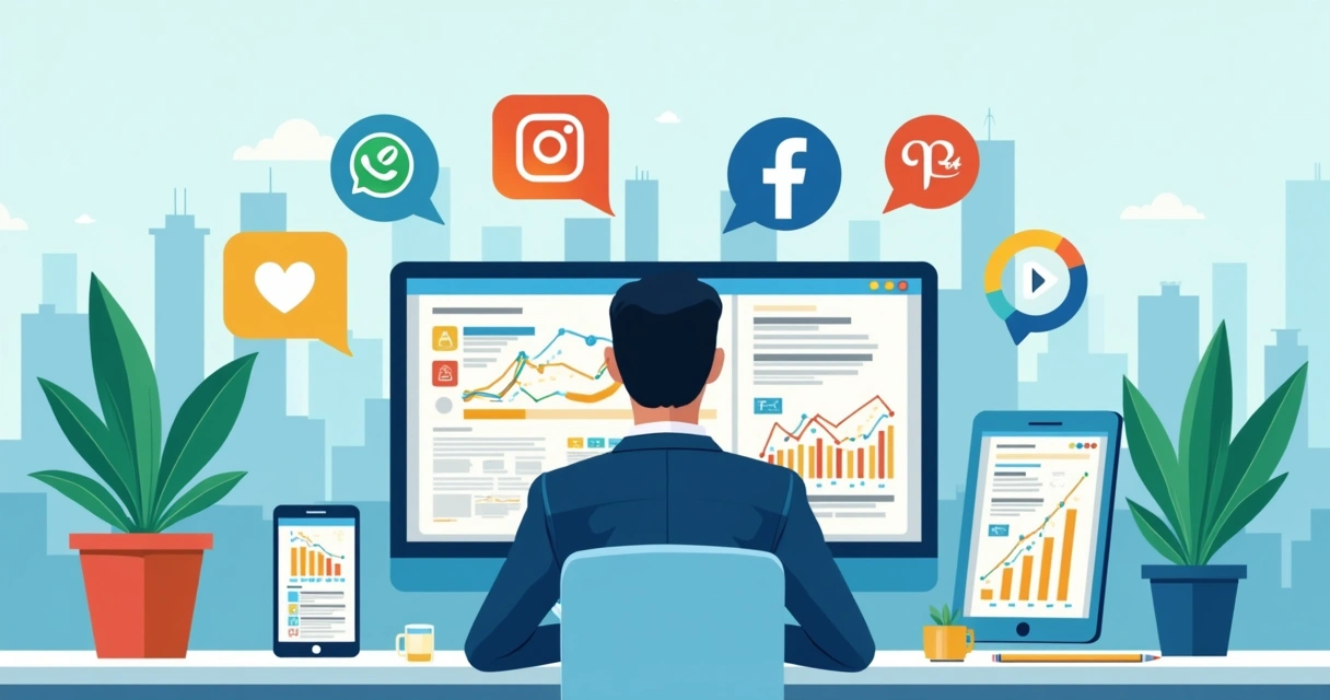Pessoa analisando gráficos de engajamento em redes sociais eleitorais.