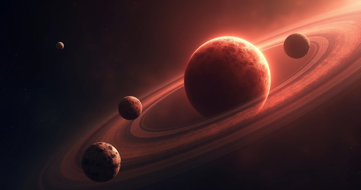 Estrela anã vermelha Teegarden com seus três exoplanetas em órbita na zona habitável, em espaço profundo 