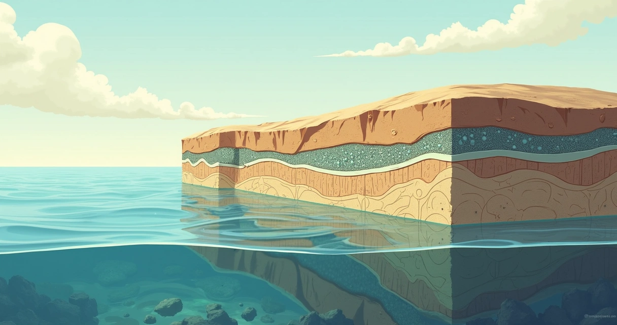 Rochas estratificadas com estromatólitos em um ambiente marinho raso 