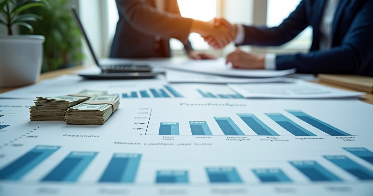 Gráfico de estrutura de balanço representando ativos, passivos e patrimônio de empresa 