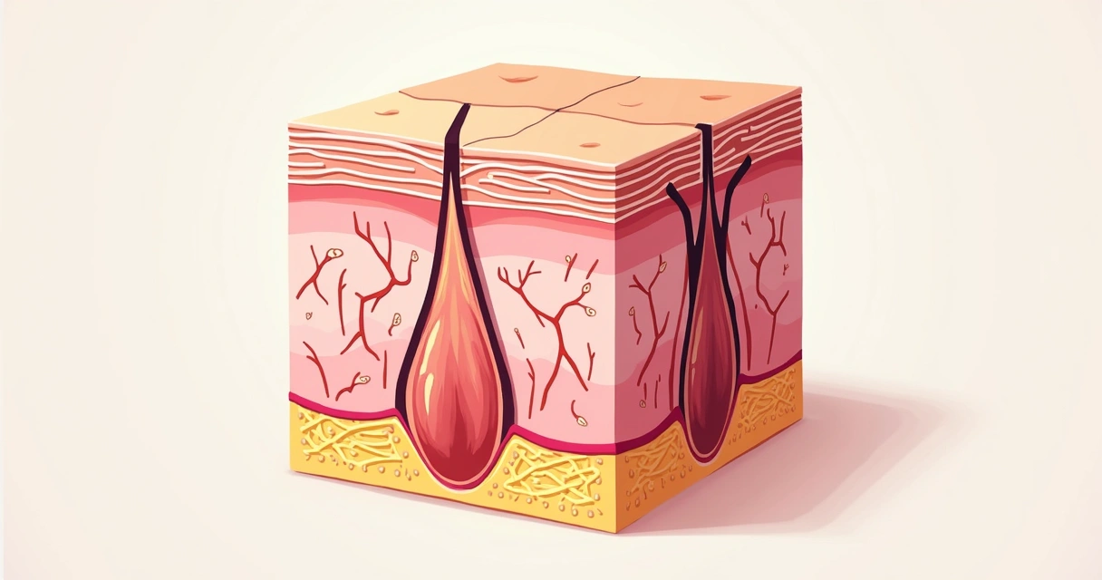 Representação gráfica das fibras de colágeno sustentando a pele humana. 