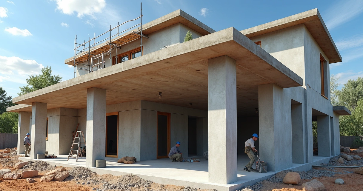 Construção residencial com estrutura de concreto