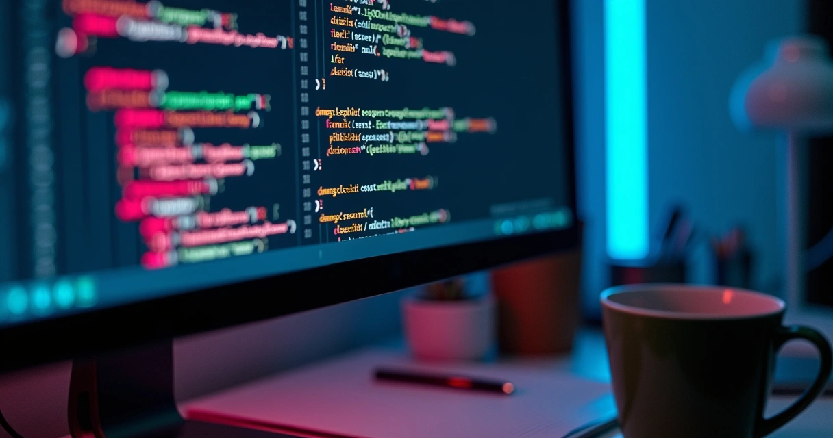 Tela de computador com código de dados estruturados 