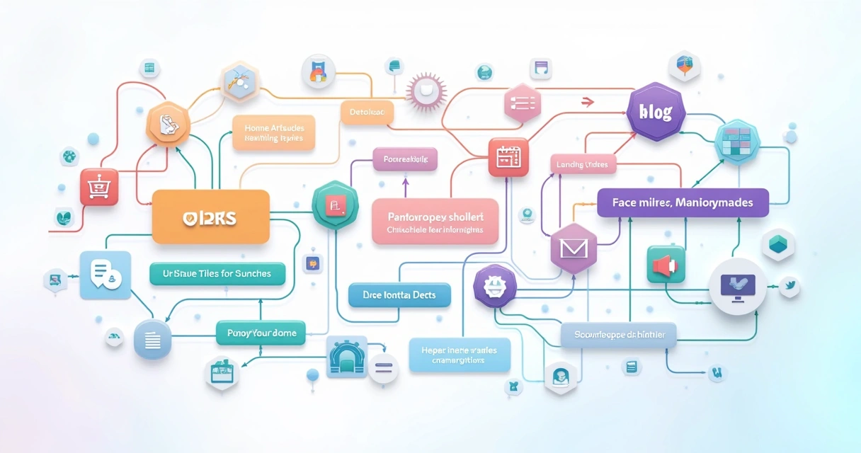 Diagrama de organização de conteúdo B2B integrado em site 