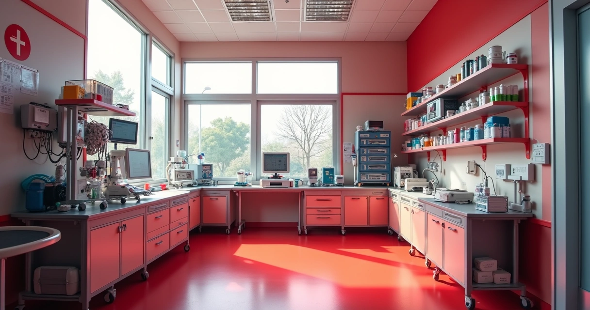 Equipamentos fundamentais em sala vermelha de emergência