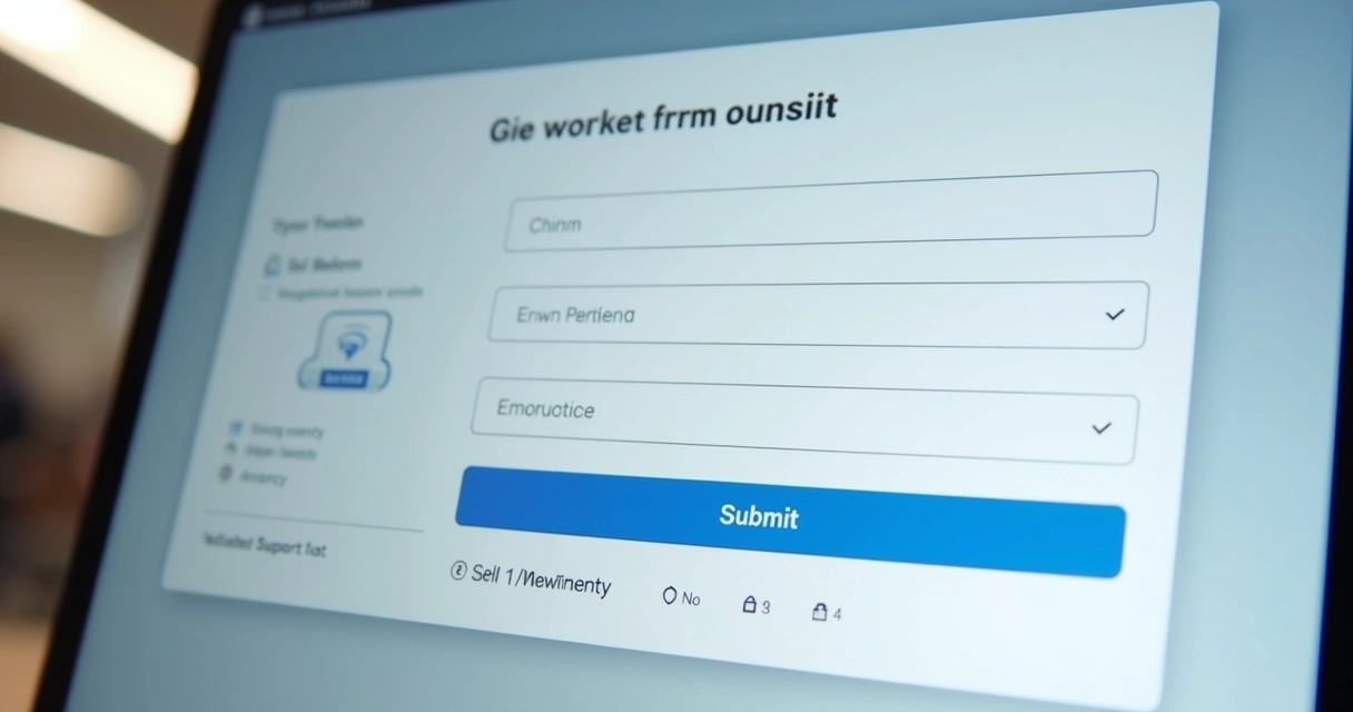 Tela de formulário digital com campos organizados e botão de envio destacado 