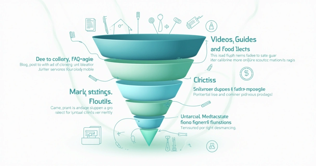 Gráfico ilustrando funil de conteúdo evergreen para clínicas
