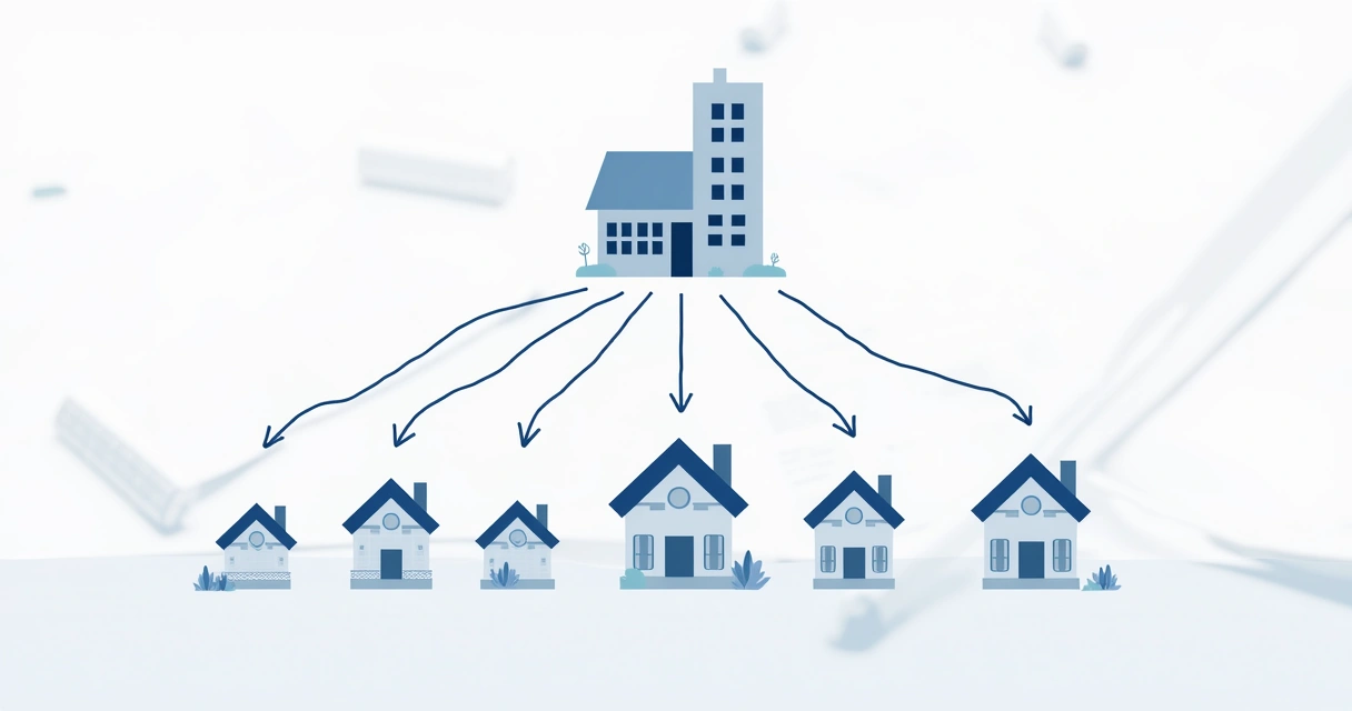 Diagrama simples de uma empresa holding com imóveis e sócios 