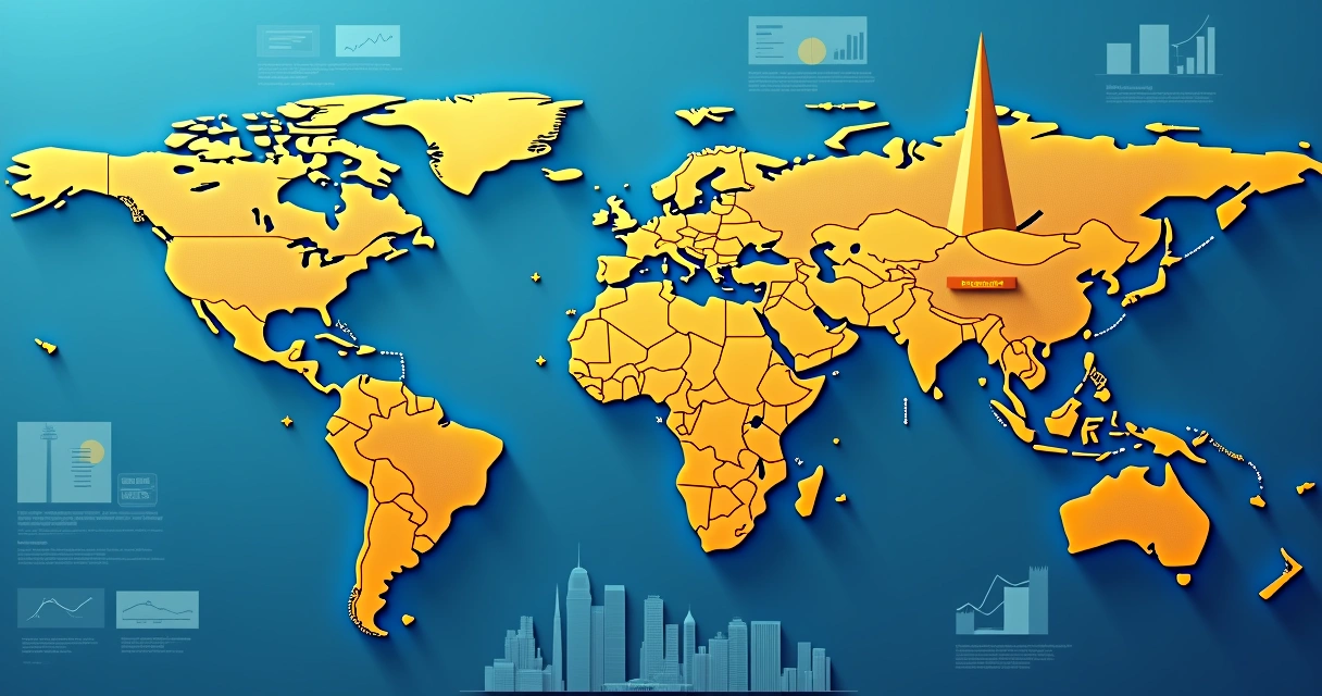 Representação gráfica de uma estrutura de holding internacional com setas indicando fluxo de lucros entre países.