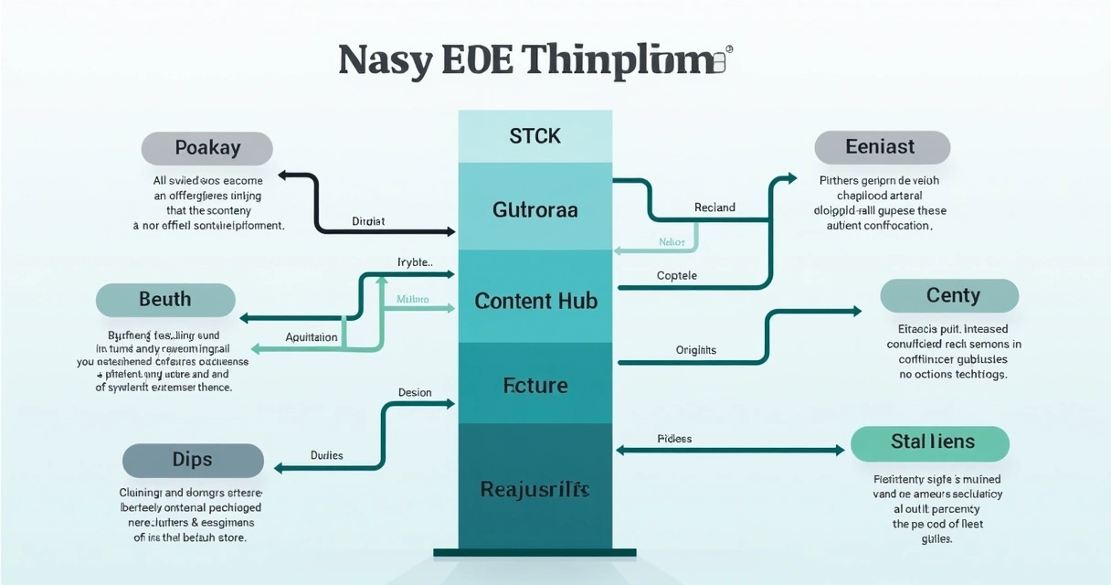 Estrutura visual de hub de conteúdo com pilar e satélites interligados 