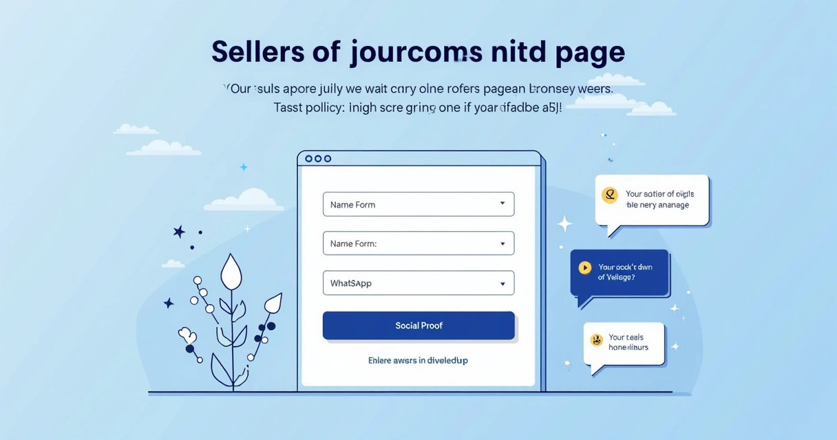 Estrutura ideal de landing page com formulário, título, CTA e provas sociais 