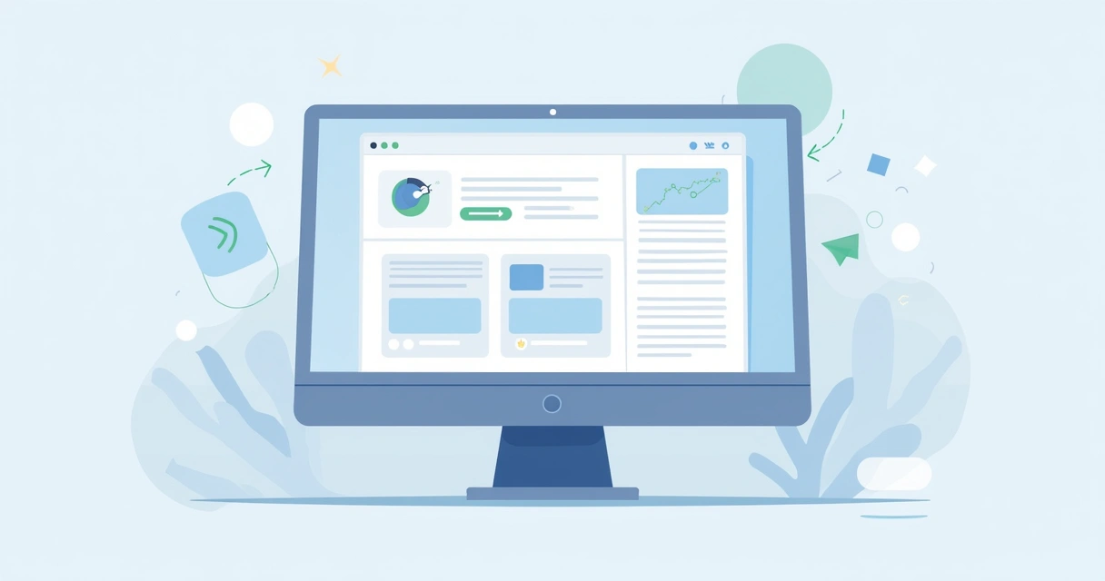 Ilustração de estrutura leve de landing page com blocos modulares 