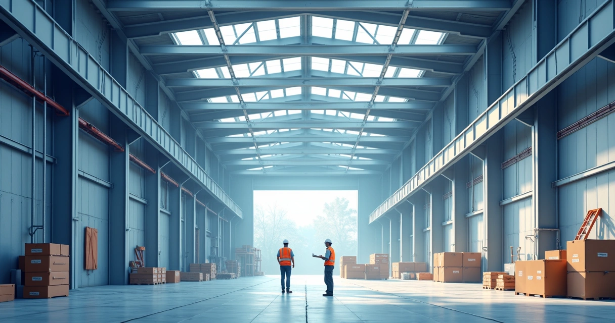 Galpão metálico grande com estrutura nova finalizada 