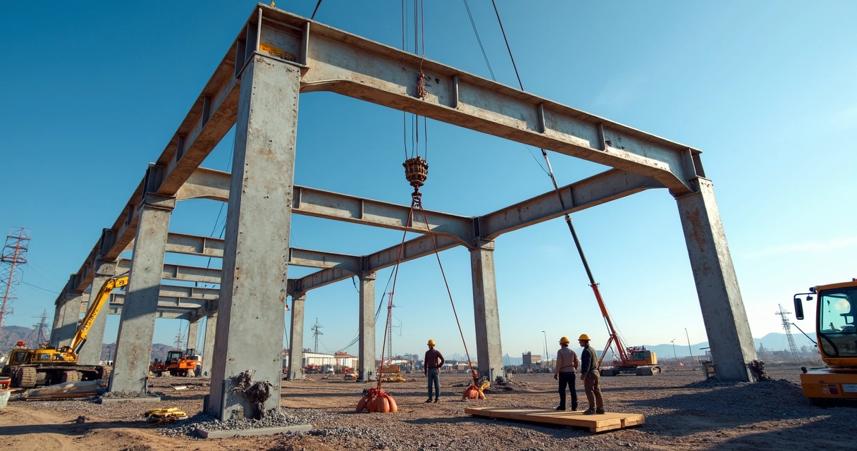 Montagem de estrutura metálica em construção civil 