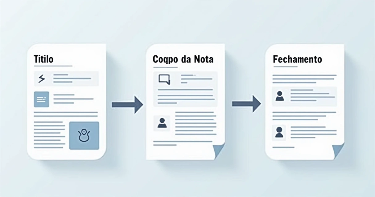 Diagrama ilustrativo da estrutura de uma nota à imprensa 