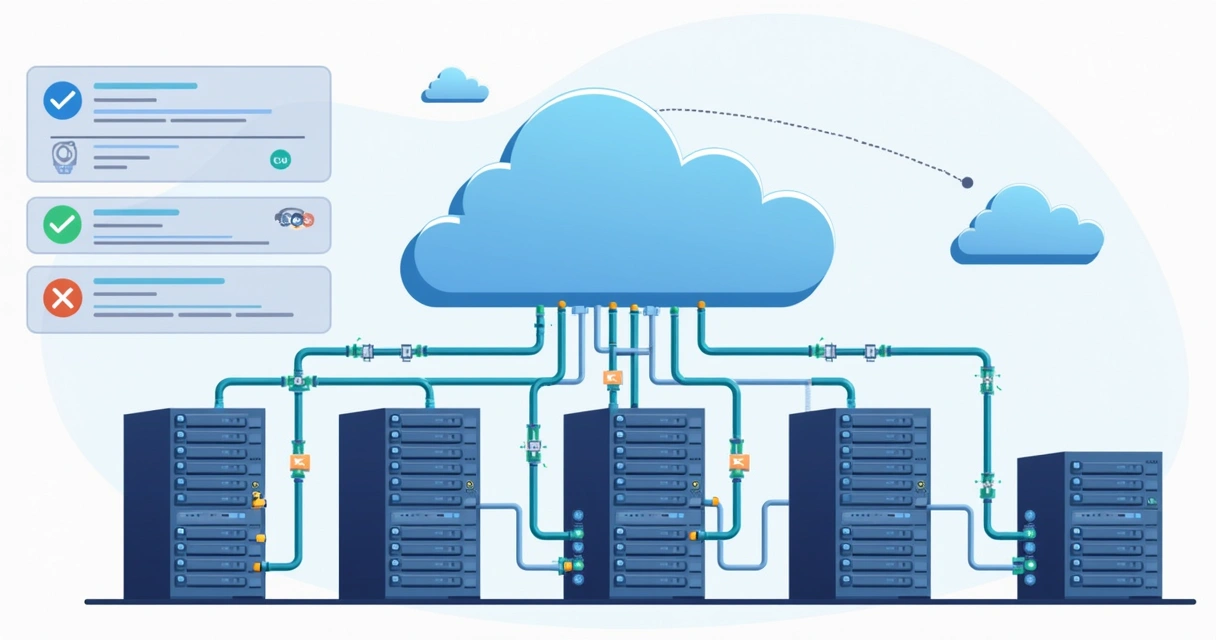 Diagrama de infraestrutura de nuvem redundante com múltiplos servidores 