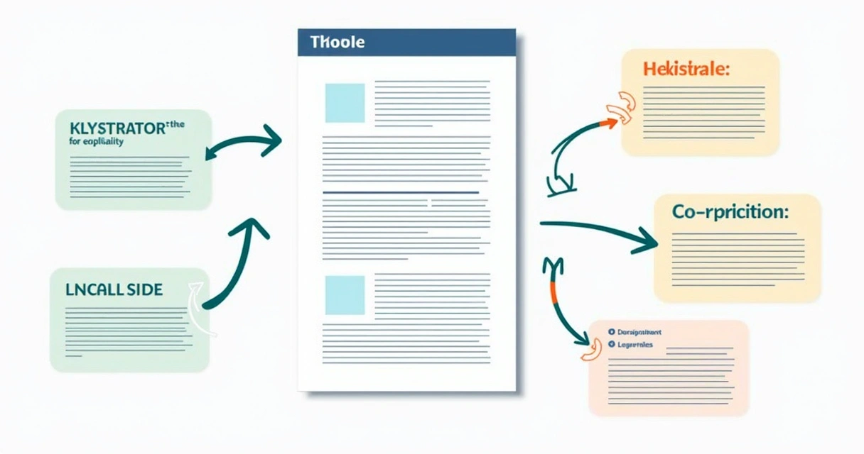 Estrutura de artigo desenhada em quadro branco com tópicos e setas 