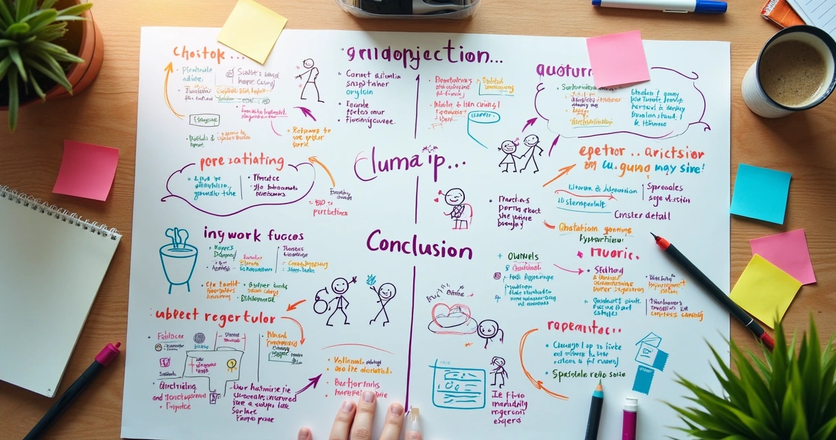 Quadro branco com desenhos e anotações representando estrutura de roteiro de vídeo 