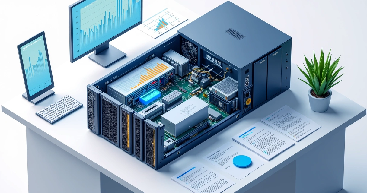 Componentes internos de servidor dedicado detalhados 