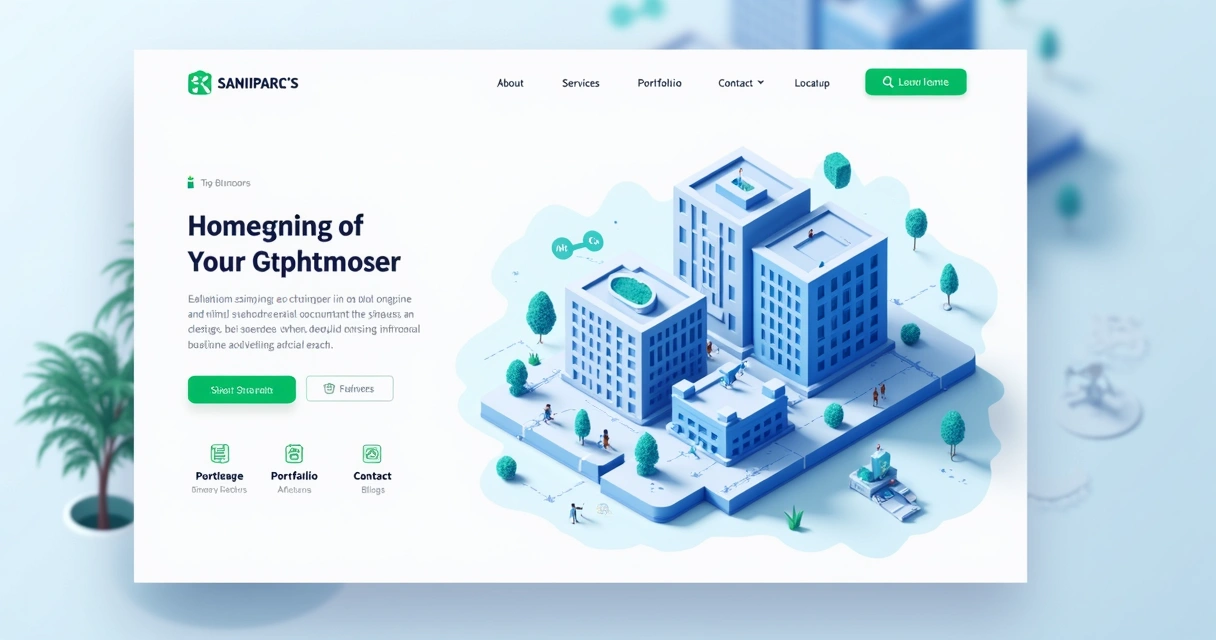 Esquema visual destacando as seções e menu de um site institucional moderno 