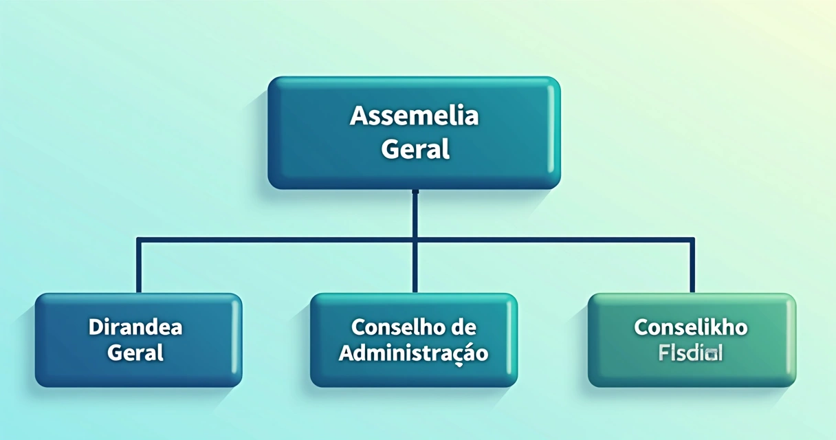 Organograma colorido mostrando órgãos societários da S.A.