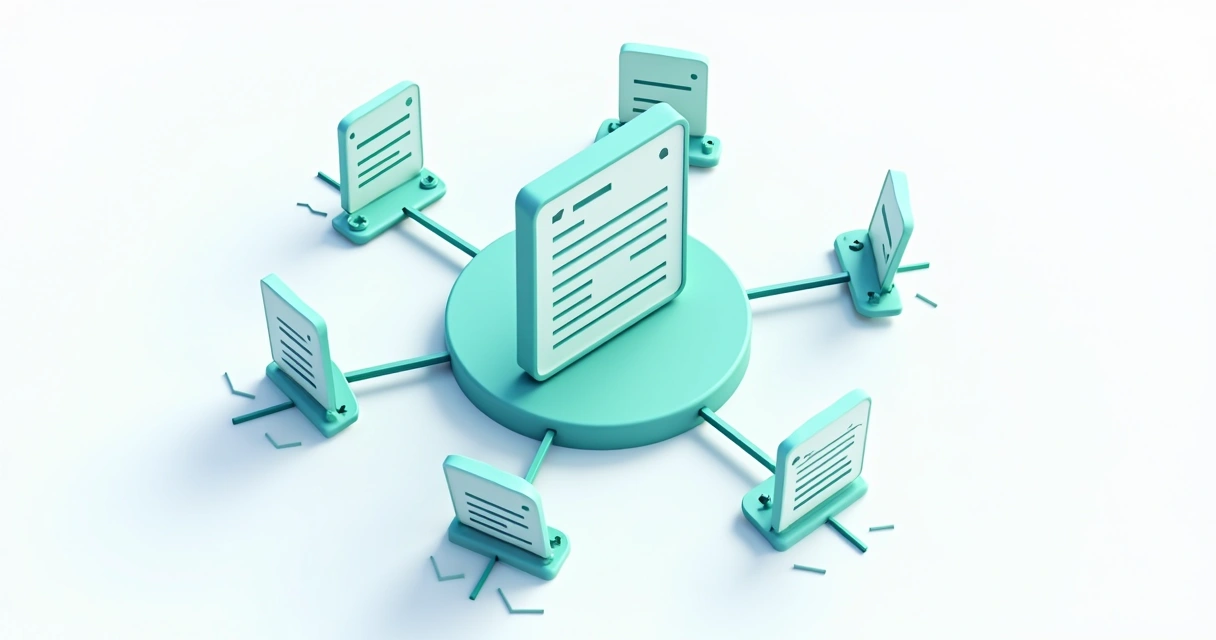 Exemplo visual de um topic cluster com página pilar e clusters interligados 