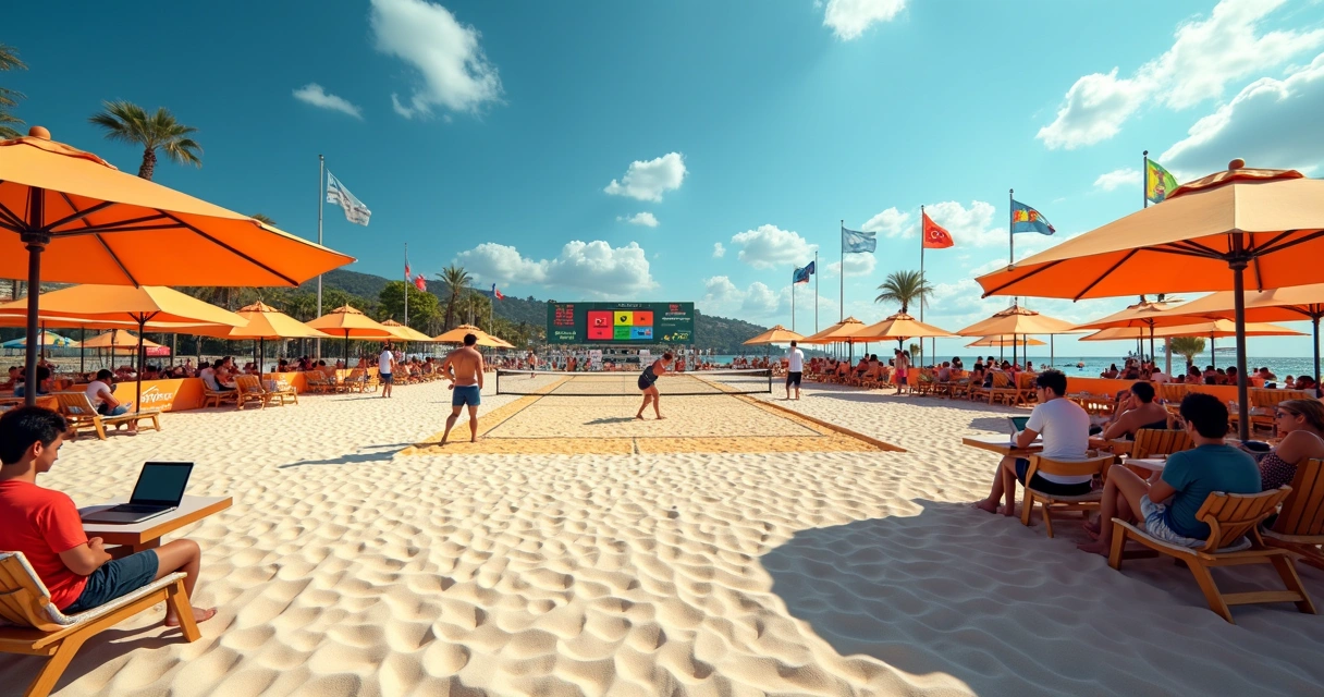 Área de torneio de beach tennis montada com tecnologia e conforto 