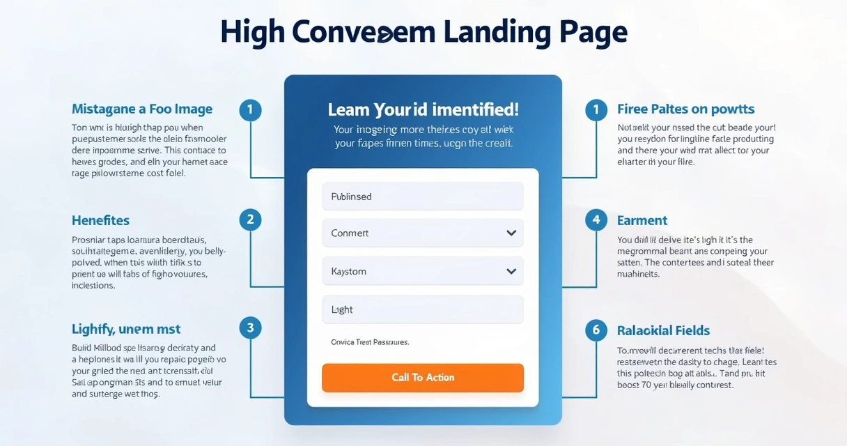 Estrutura visual de uma landing page com blocos destacados 