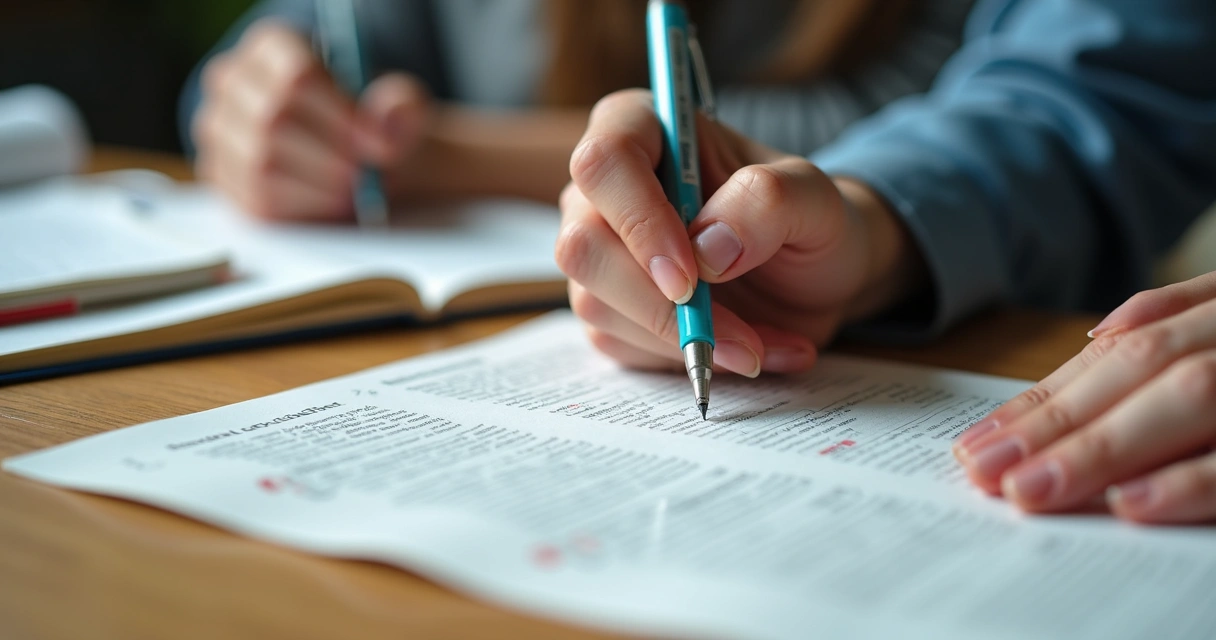 Estudante analisando uma prova antiga de vestibular de Medicina