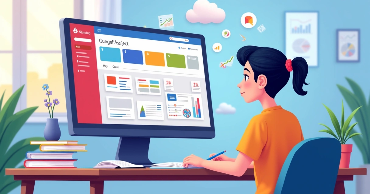 Pessoa estudando MS Project com tela cheia de projetos coloridos 