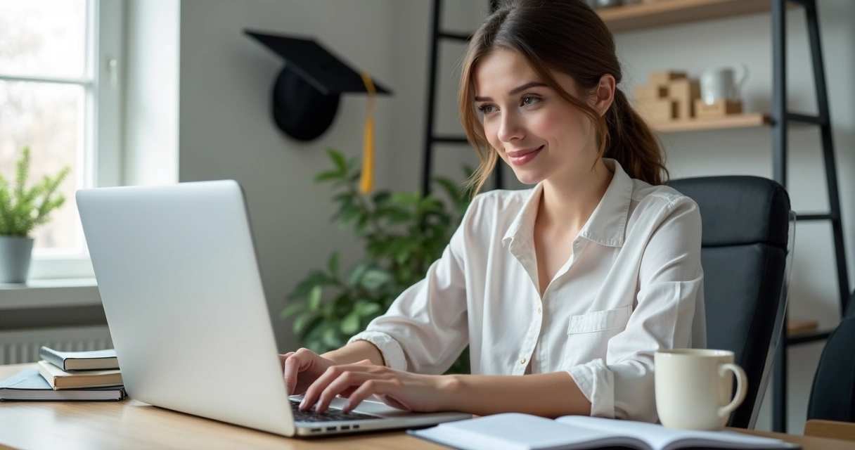 Jovem digitando no notebook e segurando certificado digital 