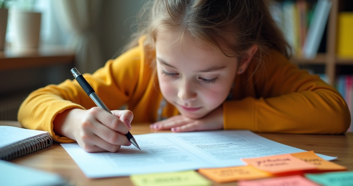 Jovem estudante escrevendo em uma folha, evitando gírias no texto 