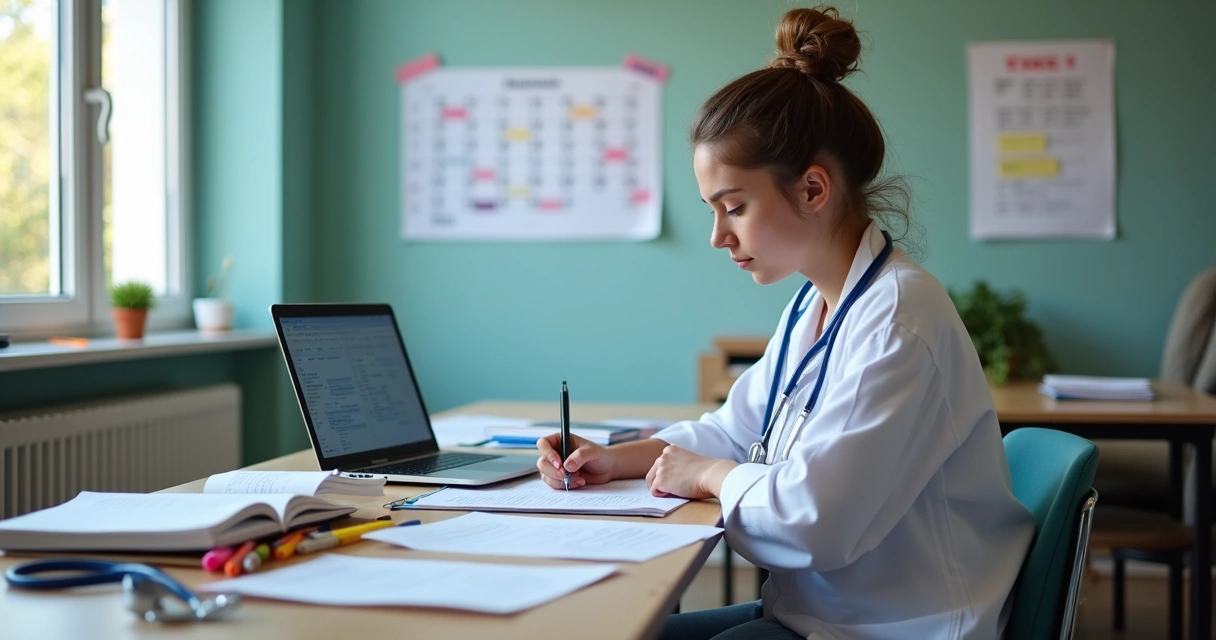 Estudante de medicina estudando para residência Enare 