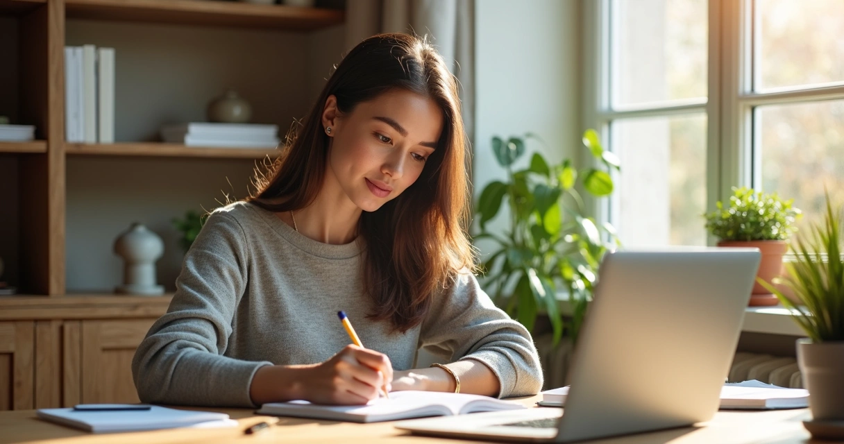 Estudante realizando curso livre online em casa 