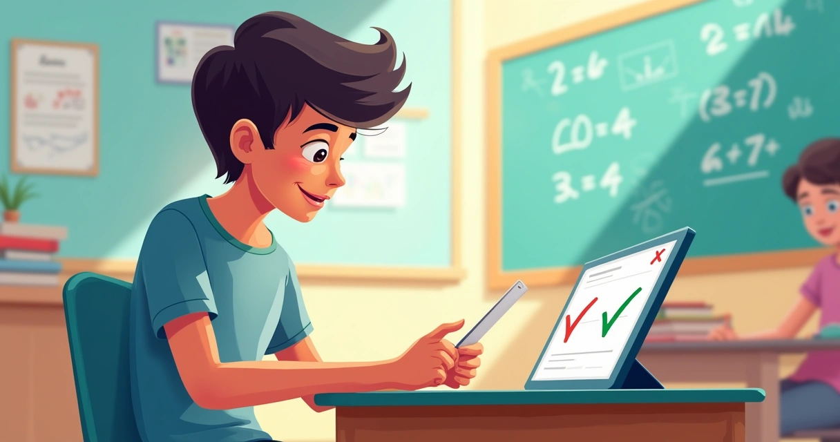 Estudante recebe feedback imediato em tablet 