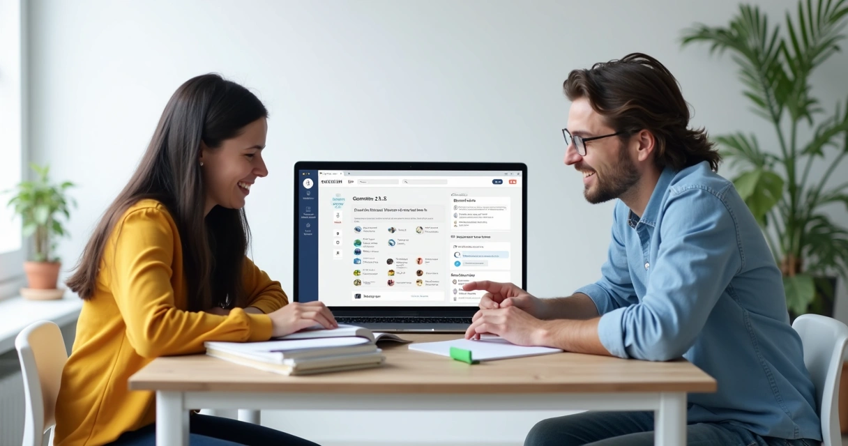 Estudantes aprendendo com IA em computador 