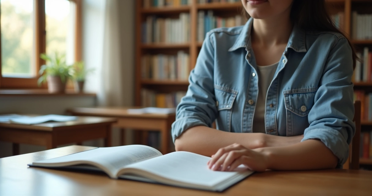 Persona estudiando con libro y atención en la respiración